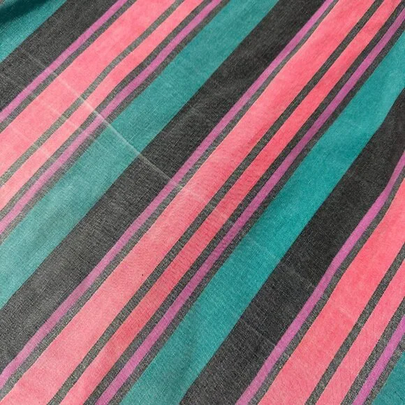 Vintage Wrangler Brushpopper 90s Western Shirt Pink Teal Stripe USA Rodeo Cowboy - Picture 12 of 12